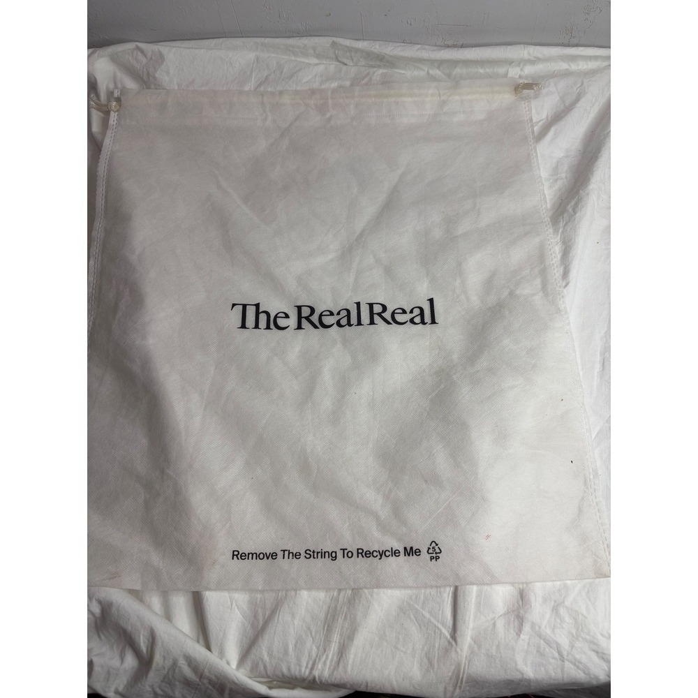 The Real Real White Canvas Drawstring Dust Bag Large Fashion Accessory Storage